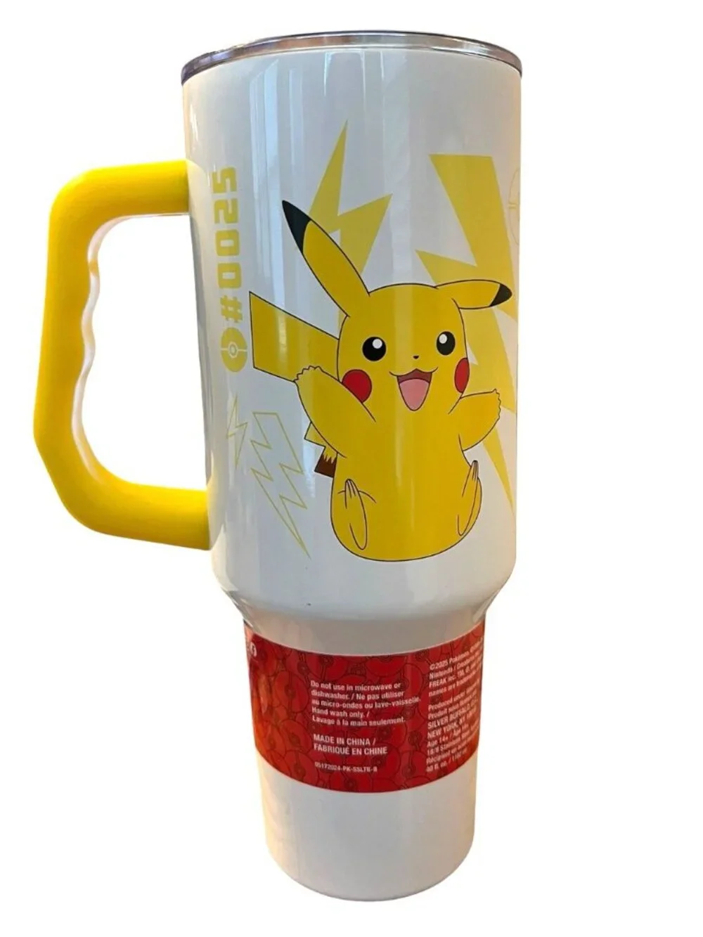 Silver Buffalo Pokémon Pikachu Tumbler - Stainless Steel 40 Oz with Handle